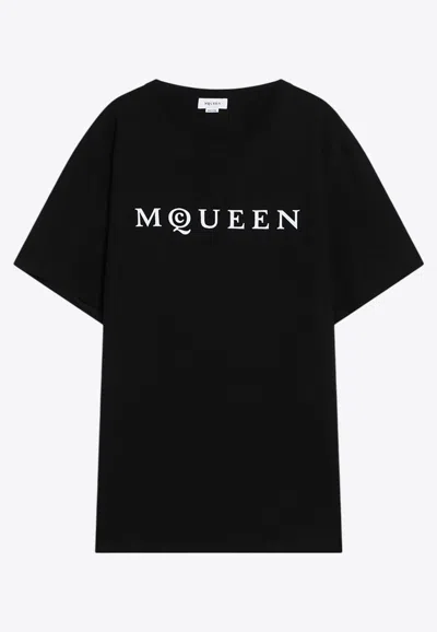 Alexander Mcqueen Logo Lettering Crewneck T-shirt In Black