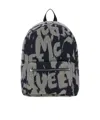 Alexander Mcqueen Jacquard Denim Metropolitan Backpack With Monogram Motif In Black