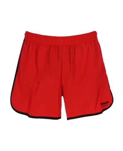 Alexander Mcqueen Logo-print Detail Swim Shorts In Red