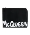Alexander Mcqueen Leather Logo-print Document Holder In Black
