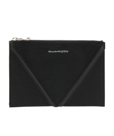 Alexander Mcqueen Logo-print Envelope Clutch In Black
