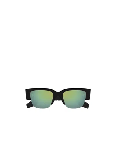 Alexander Mcqueen Logo-print Half-rim Sunglasses In Green