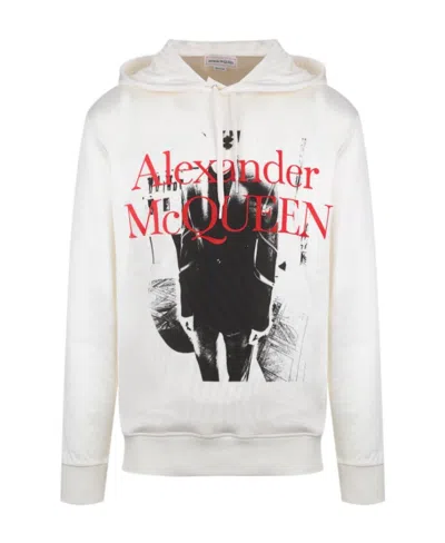 ALEXANDER MCQUEEN ALEXANDER MCQUEEN LOGO PRINT DRAWSTRING HOODIE