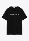 Alexander Mcqueen Logo Lettering Crewneck T-shirt In Black