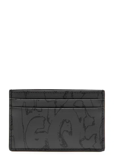 Alexander Mcqueen Logo-print Leather Card Holder In Black