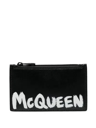 Alexander Mcqueen Logo-print Leather Wallet In Black