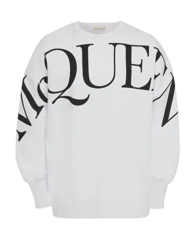 Alexander Mcqueen Logo-print Long-sleeve Sweatshirt In White