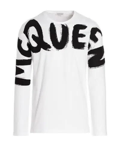 Alexander Mcqueen Logo-print Long-sleeve Top In White