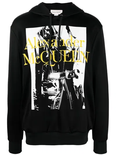 ALEXANDER MCQUEEN LOGO-PRINT LONG-SLEEVED HOODIE