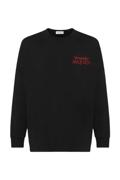 Alexander Mcqueen Black Oversized Logo T-shirt