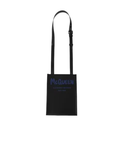 Alexander Mcqueen Logo-print Messenger Bag In Black