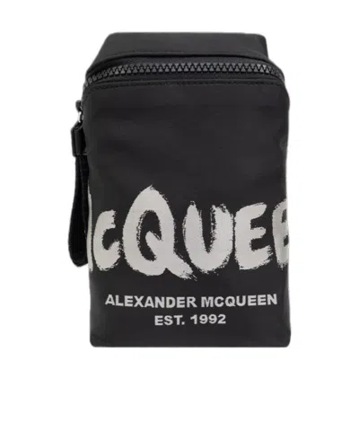 Alexander Mcqueen Logo-print Phone Pouch In Black