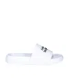 Alexander Mcqueen White Logo Pool Slides In Rubber In White