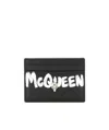 Alexander Mcqueen Quilted Leather Card Holder With Printed Logo In Black