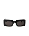 Alexander Mcqueen Logo-engraved Rectangle-frame Sunglasses In Black