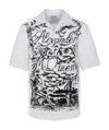 Alexander Mcqueen Blake Illustration Print Cotton Camp Shirt In White