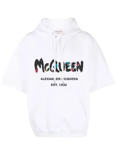 Alexander Mcqueen Alexander Mc Queen Logo-print Short-sleeved Hoodie In White