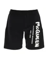 Alexander Mcqueen Men's Bermuda Shorts With Graffiti Logo Print In Black