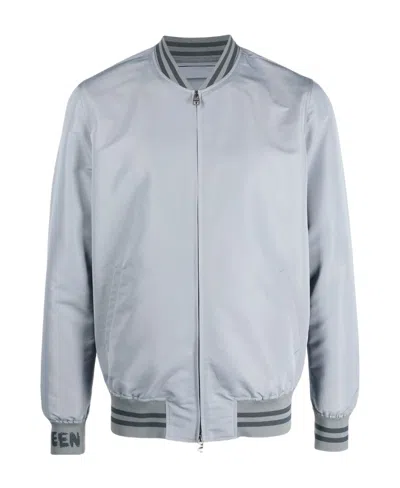 Alexander Mcqueen Sporty Bomber In Dove Grey