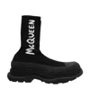 Alexander Mcqueen Sock-style Logo-print Boots In Black