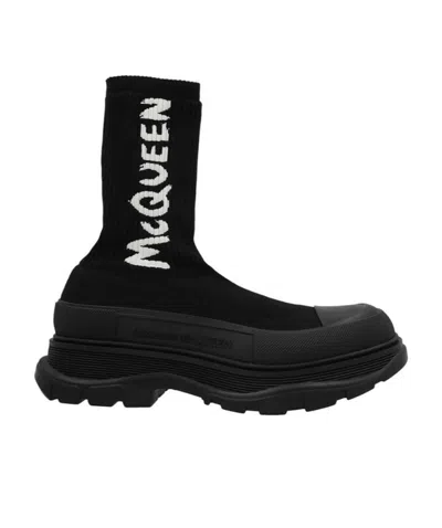 ALEXANDER MCQUEEN ALEXANDER MCQUEEN TREAD SLICK LOGO INTARSIA BOOTS