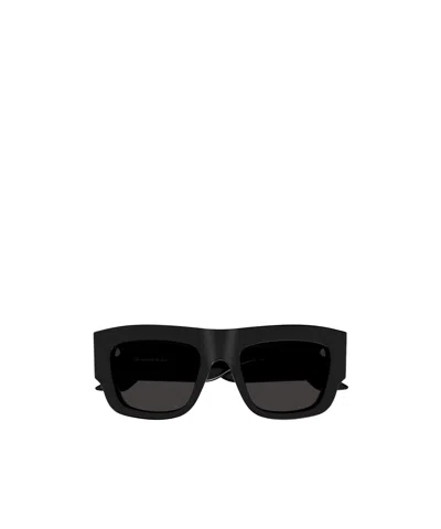 Alexander Mcqueen Logo-print Square-frame Sunglasses In Black