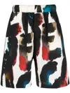 Alexander Mcqueen Cotton Bermuda Shorts With All-over Graffiti Acquerello Print In Black