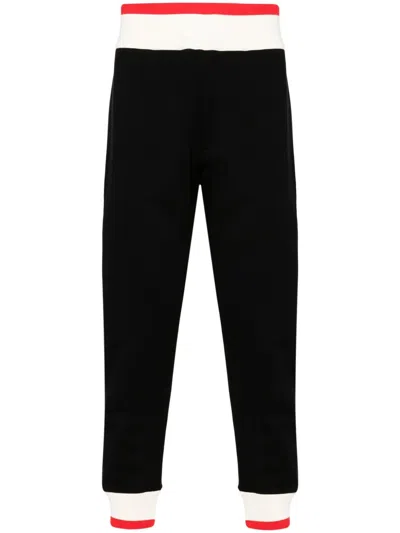 Alexander Mcqueen Logo-print Strap Cotton Track Pants In Black