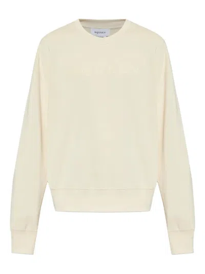 Alexander Mcqueen Logo Print Sweatshirt For Men In Yellow