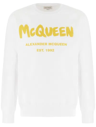 Alexander Mcqueen Sweatshirt Cotton Mcqueen Print In White