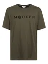 Alexander Mcqueen Pure Cotton T-shirt With Mcqueen Logo Detail In 绿色