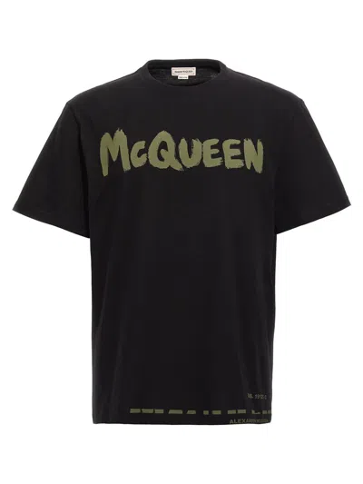 Alexander Mcqueen Logo Print T-shirt In Black