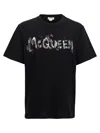 Alexander Mcqueen Black T-shirt With Graffiti Logo Print In Cotton Man