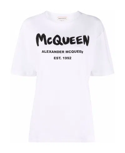 ALEXANDER MCQUEEN ALEXANDER MCQUEEN LOGO PRINTED CREWNECK T-SHIRT