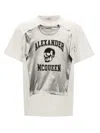 Alexander Mcqueen Printed Compact Cotton T-shirt In White/black