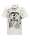 Alexander Mcqueen Printed Compact Cotton T-shirt In White/black