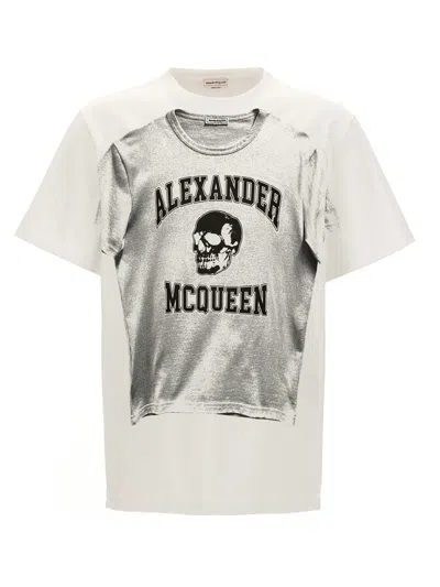 Alexander Mcqueen Logo Print T-shirt In White/black