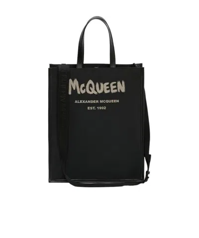 Alexander Mcqueen Logo-print Tote Bag In Black