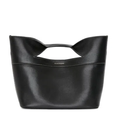 Alexander Mcqueen Logo-printed Small Top Handle Bag In Black