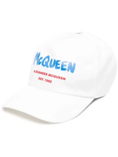 Alexander Mcqueen Logo-printed Cap In Weiss