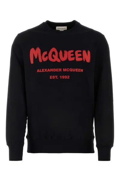 Alexander Mcqueen Logo Printed Crewneck Sweatshirt In Black