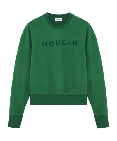 Alexander Mcqueen Men's Mcqueen Logo Sweatshirt In Dark Green