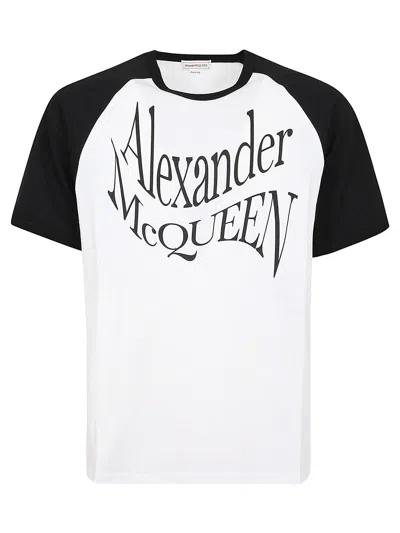 Alexander Mcqueen Logo Printed Crewneck T-shirt In White