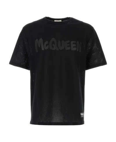 Alexander Mcqueen Logo Printed Crewneck T-shirt In Black