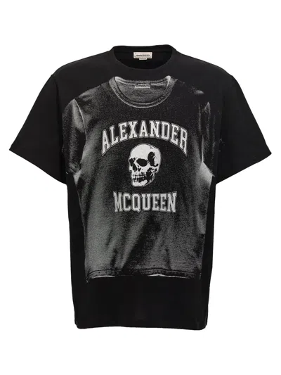Alexander Mcqueen Mcqueen Logo Print T-shirt In Black