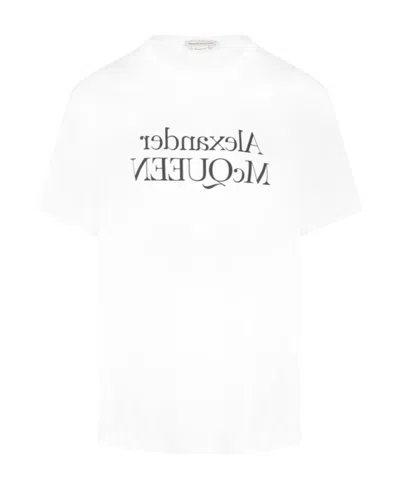 Alexander Mcqueen Logo Printed Crewneck T-shirt In White