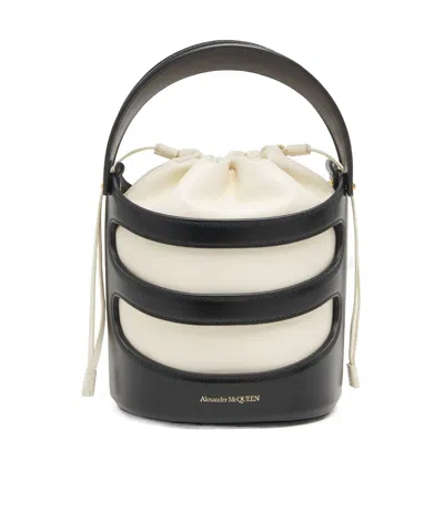 ALEXANDER MCQUEEN ALEXANDER MCQUEEN LOGO PRINTED DRAWSTRING BUCKET BAG