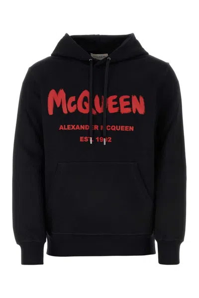 Alexander Mcqueen Graffiti Hoodie In Blacklustred