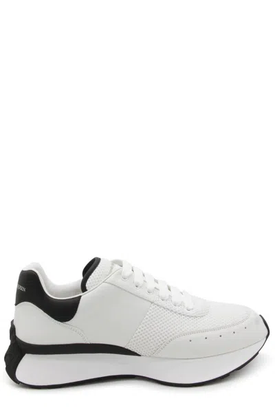 Alexander Mcqueen Logo Printed Mesh Lace-up Sneakers In White