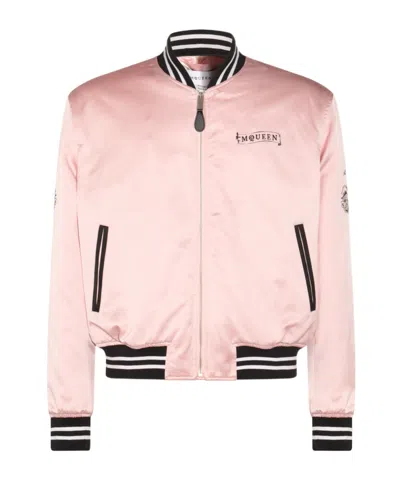 ALEXANDER MCQUEEN ALEXANDER MCQUEEN LOGO PRINTED SATIN JACKET